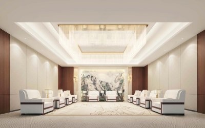 新中式会客厅3D模型下载